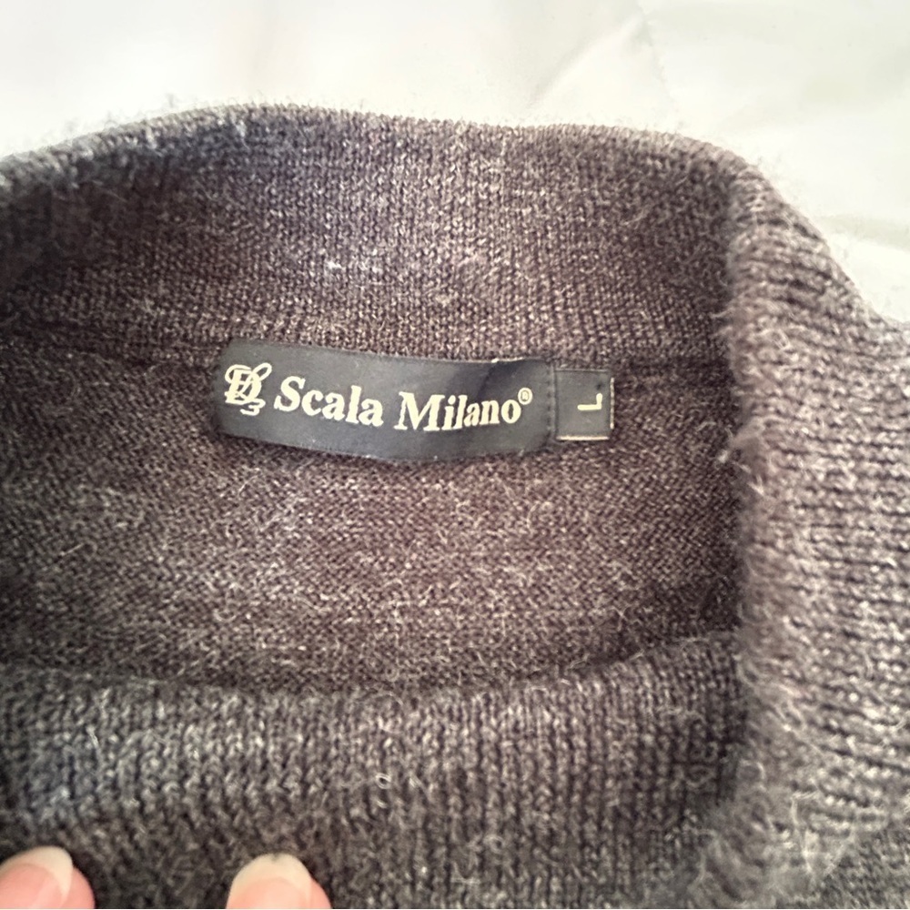 Scala Milano women’s Large Wool Blend Sweater Crew Neck Charcoal Layering - Picture 4 of 8